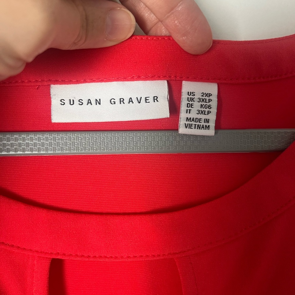 Susan Graver Liquid Knit Shortsleeved Top Keyhole Neck Plus Size 2XP Office - Picture 4 of 8